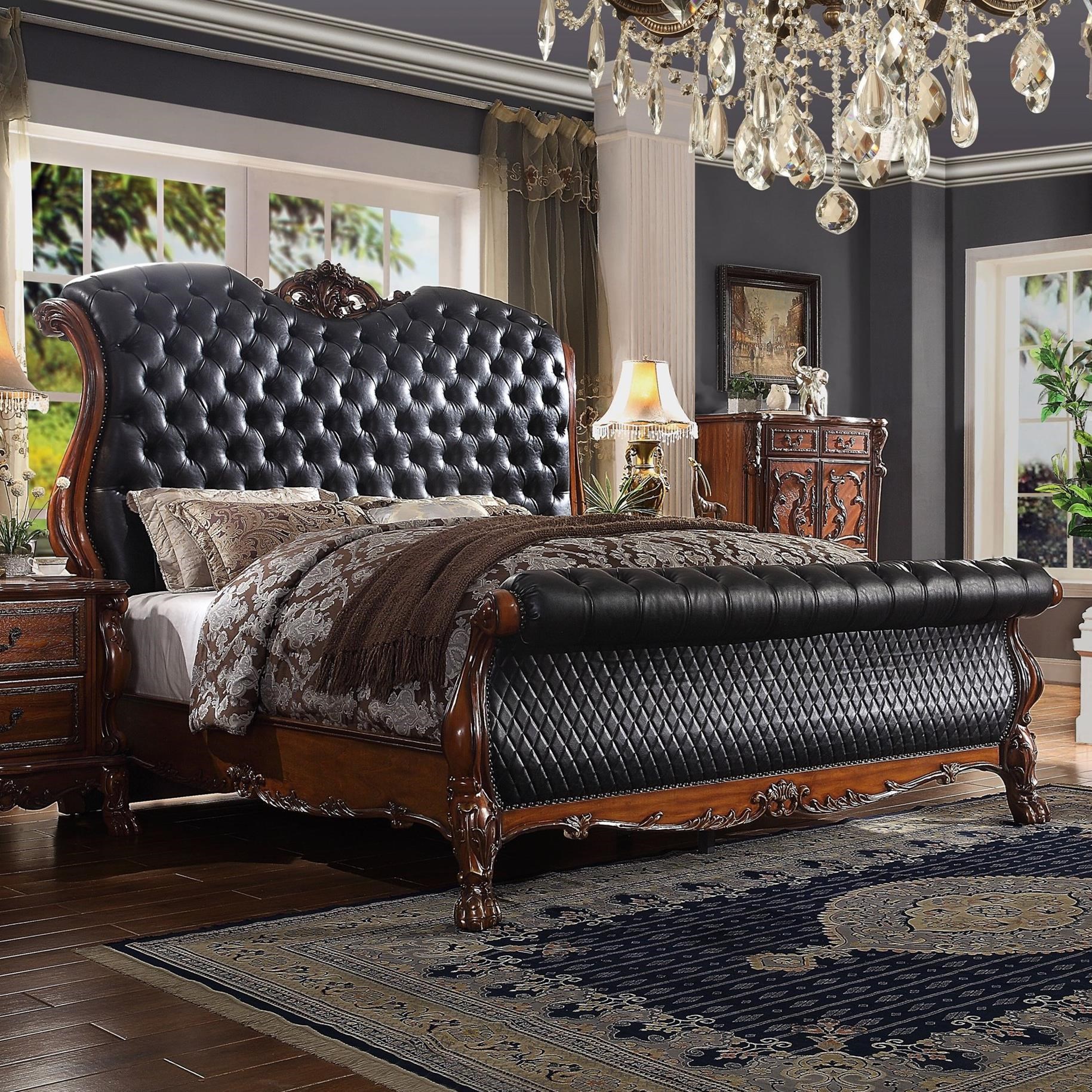 Acme Furniture Dresden Traditional King Bed with Tufted Upholstered